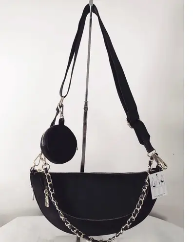 Sondra Roberts Black Faux Suede 3 Way Bag