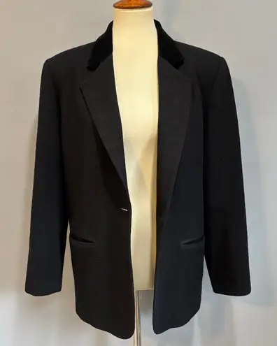 Sag Harbor Vintage Black Velvet Collar Blazer Y2K Minimalist Goth, Women’s Size 10