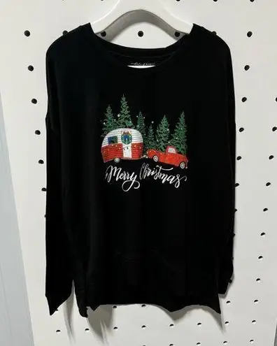 State of Mine Shirt Women Black Holiday Christmas Camper Woods Casual Top Size L