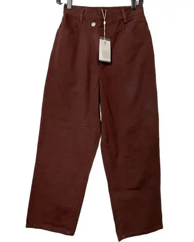 C/MEO COLLECTIVE Cross Over Wide Leg Cropped Jeans in Mahogany Size 4 NWT