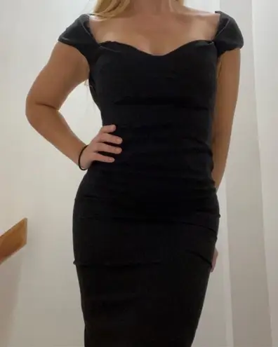 Roberto Cavalli Sweetheart Neckline MIDI Black Dress