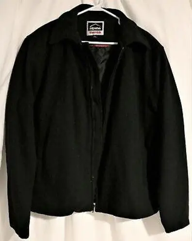 Alpine Swiss Mens Large Wool Blend Black Open Bottom Jacket JD Bomber Zipper Coat