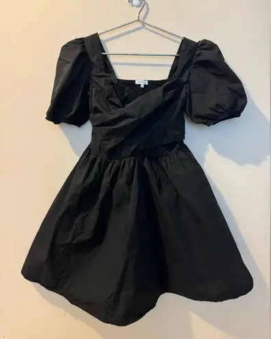 Crescent Mini Dress with puff sleeves size Medium in Black