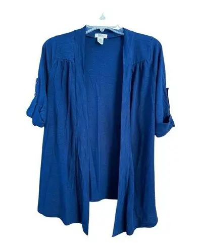 Route 66 Blue Open Front Cardigan, Short Sleeve, Large