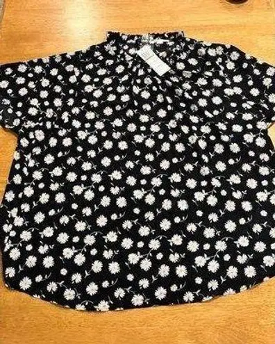 Cooper and Ella  BLACK DAISY FLORAL BLOUSE WOMEN'S SZ 3XL NEW P1-162