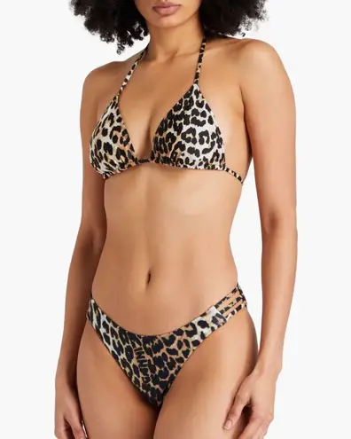 Ganni NWT Leopard-print triangle bikini top M