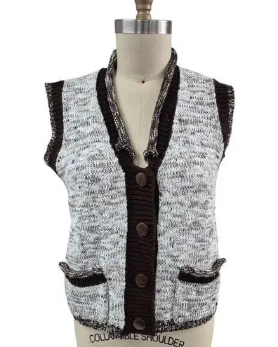 VTG 70s 80s Adolfo Sport Acrylic Sweater Vest Heathered/Solid Brown Women M Size M