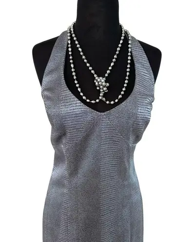 Visage Royal Cache Lined Halter Snake Reptile Textured Sheath Dress New $148 NWT Black Size 6