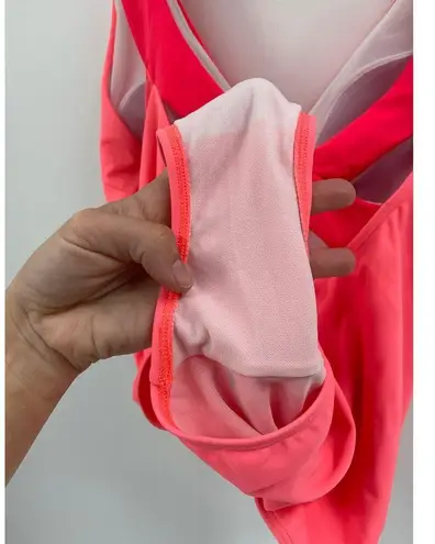 BODEN Cross Back Swimsuit Fizzy Fusion Color Block Pink Coral Size 16