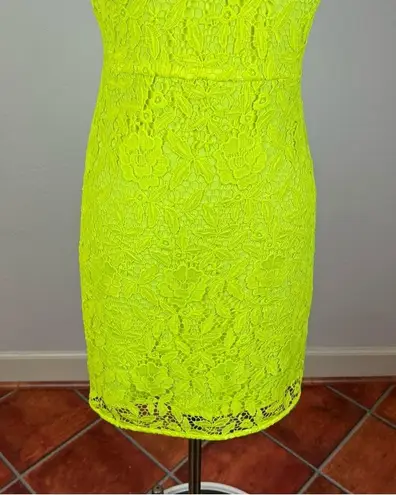 J.Crew  Collection Neon Yellow Lace Sheath Dress