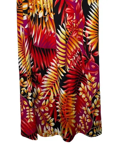 Elementz  Tropical Palm Print Colorful Maxi Dress Surplice V-Neck Women Medium