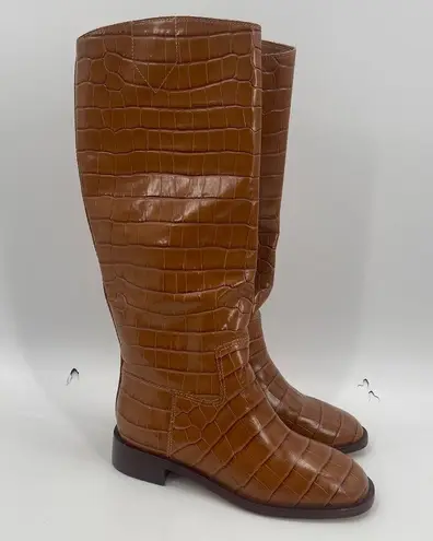 Schutz Boots Terrance Up Size 6.5 NEW Leather Crocodile Tall Embossed NWOT