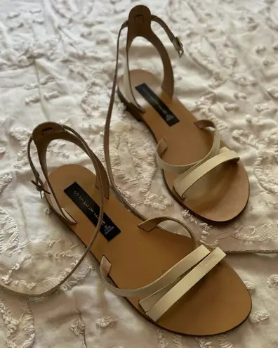 Steve Madden SIZE 6 WHITE STRAPPY WRAP AROUND ANKLE SANDALS - Image 1