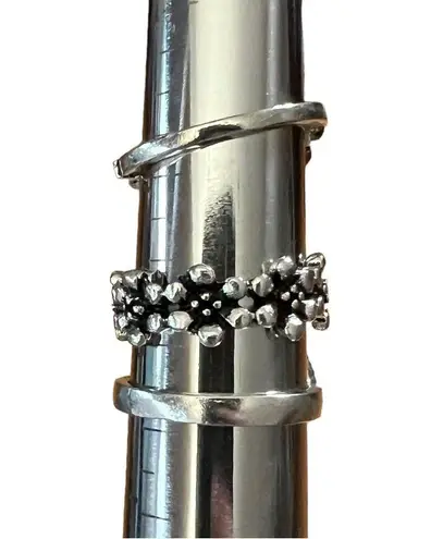 Lot of 3 Silver Tone Blue Teardrop, Floral & Oval Cabochon Size 6.25 Rings