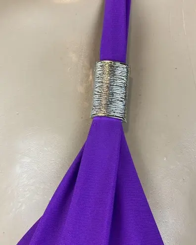 Beach Joy Purple & White Print Padded Contour Cup 1 Piece Swim Bathing Suit S