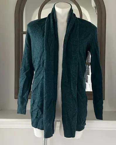 Bloomingdales C by Cashmere Open-Front Cardigan in Heather Spruce, Size S NWT