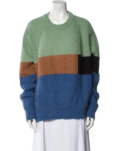 MUUHTHE Wool Alpaca Blend Color Block Crew Neck Knit Sweater Size 42 Blue Size L