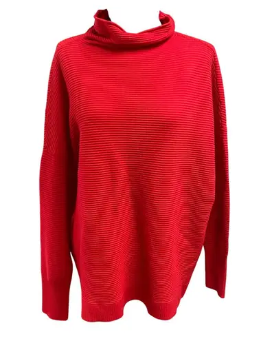 Chelsea & Theodore Red Ribbed Mock Neck Sweater Oversized Stretch Classic Size XL