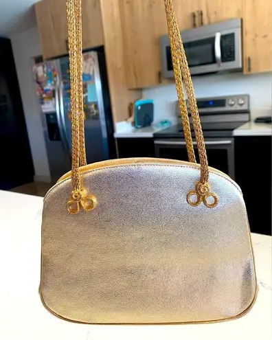 Vintage Gold Metallic Evening Purse With Snap Closure