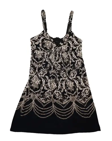 Soma Black White Floral Night Gown Chemise Adjustable Straps Women's Small