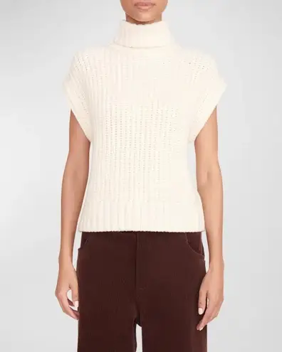 STAUD Bette merino wool rib-knit cap sleeve turtleneck sweater size S small NEW