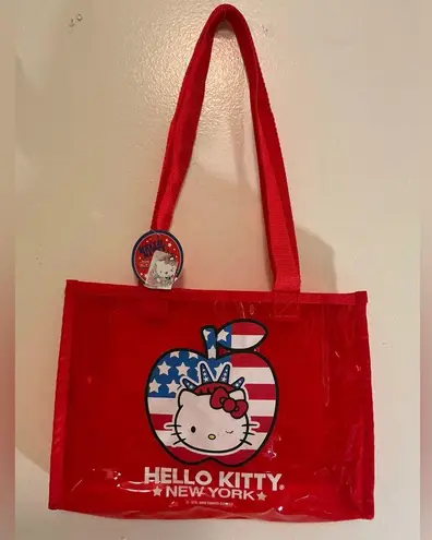 Rare NYC Vintage Sanrio 2005 Hello Kitty New York Plastic Clear Red NWT Tote