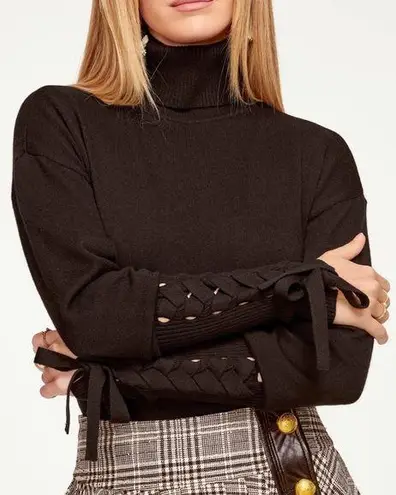 Ramy Brook Walt Turtle Neck Long Lace-Up Sleeve Top in Black, Size XS New w/Tag