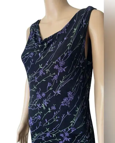 Ronni Nicole Vintage 90s Black Purple Witch Goth Whimsygoth Floral Stretch Dress