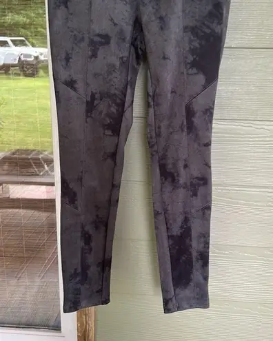 Tahari Faux Leather Charcoal Tie Dyed Leggings
