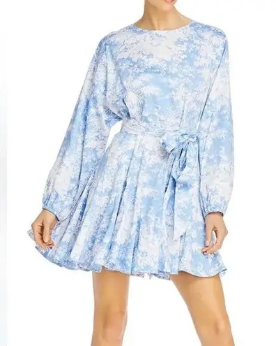 WAYF NEW ALTONIA BOTANICAL PRINT SWING DRESS IN BLUE TOILE