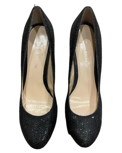 Enzo Angiolini  Black Platform Glitter Heels