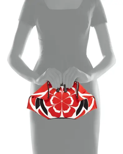 Alexander McQueen De Manta small floral print clutch bag in red/black/white