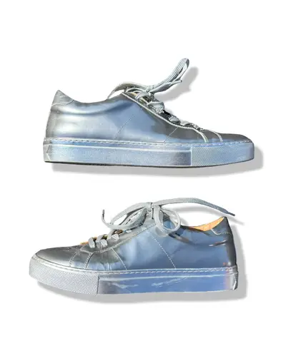 GREATS Brooklyn Brand Italian Leather Silver Sneakers Size 9