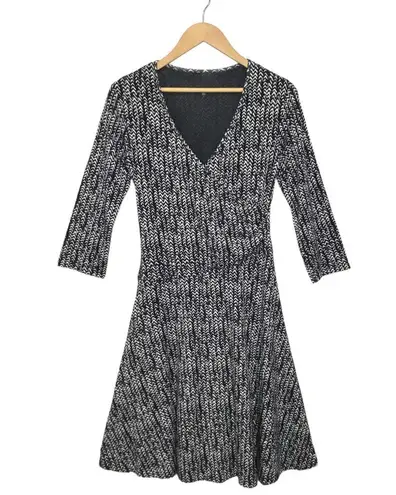 Garnet Hill Brianna Surplice Soft Jersey Knit Faux Wrap Lined Dress Navy S
