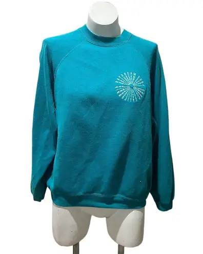 Tultex Vintage California Daydream Surfside Crewneck Sweatshirt L Turquoise