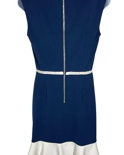 Karl Lagerfeld  Paris Blue & White Sleeveless Ruffle Hem Dress