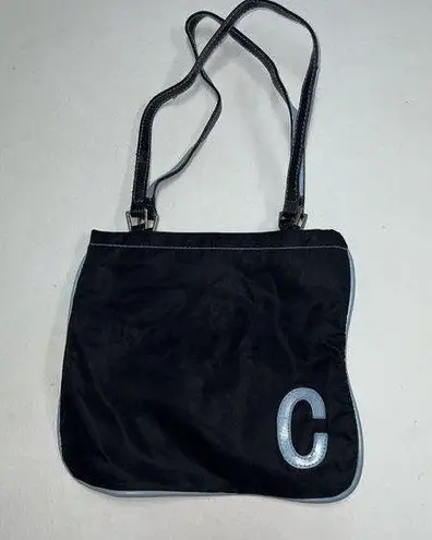 VINTAGE Y2K 90s Purse Tote Bag Initial C Black Blue Grunge Punk Emo Nylon