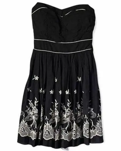 Sequin Hearts  Strapless Embroidered Black Dress NWT Junior 5