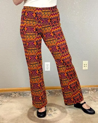 Tami San Francisco Vintage 70s Boho Hippie Knit Flare Pants Colorful Geo Print Size M