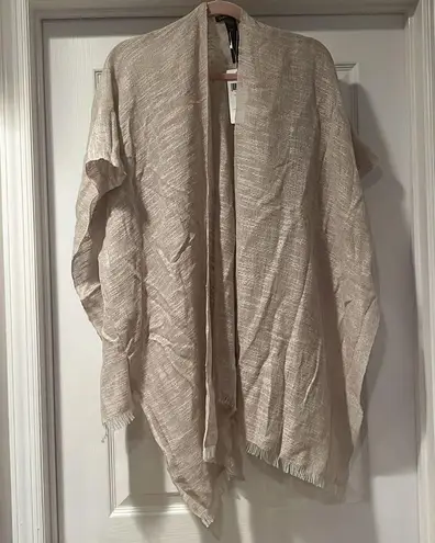 Eileen Fisher  Handwoven Cotton Alpaca Poncho Chalk NWT