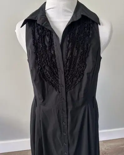 INC International Concepts Black Tuxedo Ruffle Shirt Dress