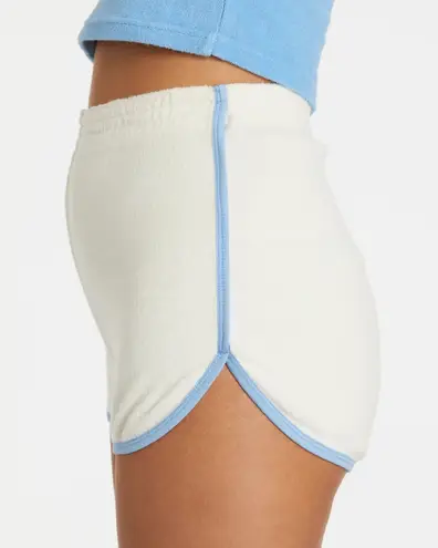 Hammies Terry dolphin shorts in cream and blue poppy size 26 US 2 XS extra small White