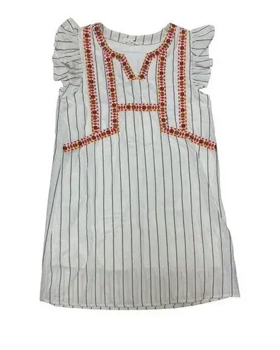 Entro  Embroidered White Lined Short Sleeve Dress Size M Medium