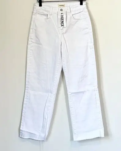 L'Agence NWT White Wide Leg Raw Hem Jeans - Size: 25