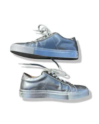GREATS Brooklyn Brand Italian Leather Silver Sneakers Size 9