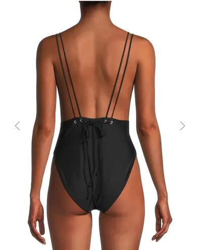 Milly CABANA Solid Carvico Vita Deep V One Piece Black. MSRP $295. Size M