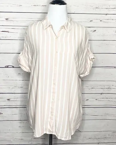 Calvin Klein  Jeans Pink & White Stripe Casual Button Up Shirt Women’s Size Large