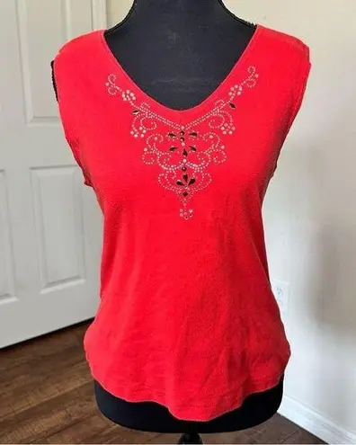 Update Embellished Sleeveless Tank Top Red Size M