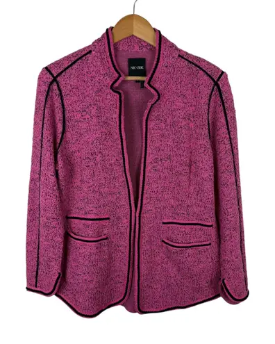 Nic+Zoe Pink Textured Knit Open Front Blazer Large Tweed Jacket Office Preppy
