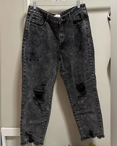 Petra 153 Black Acid Washed High Waisted Distressed Jeans size 15 / 31